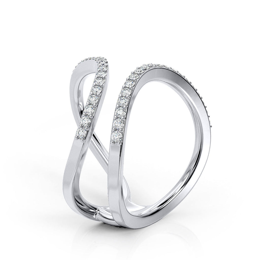 Moissanite Open X Criss Cross Ring – Gold Plated 925 Silver