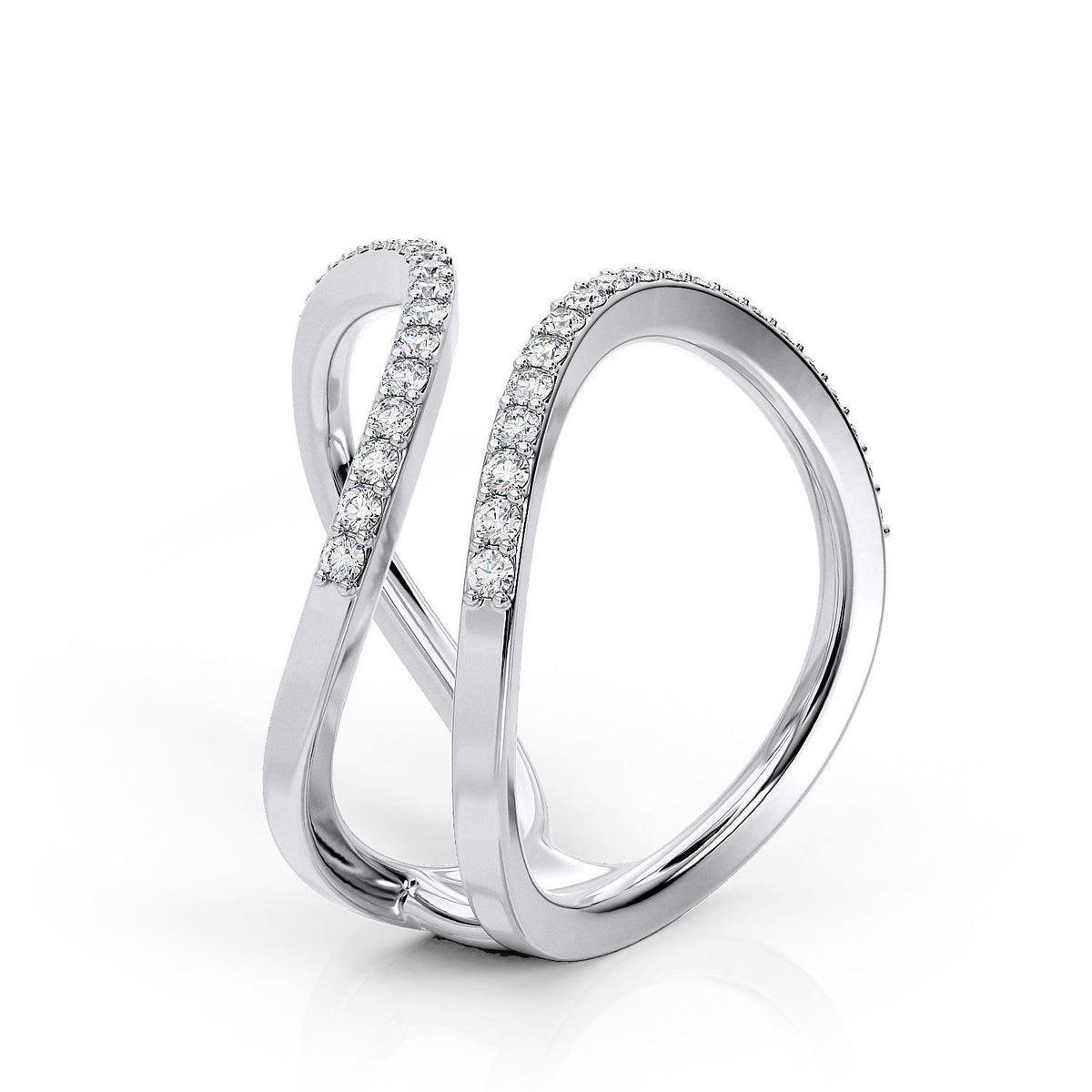 Moissanite Open X Criss Cross Ring – Gold Plated 925 Silver