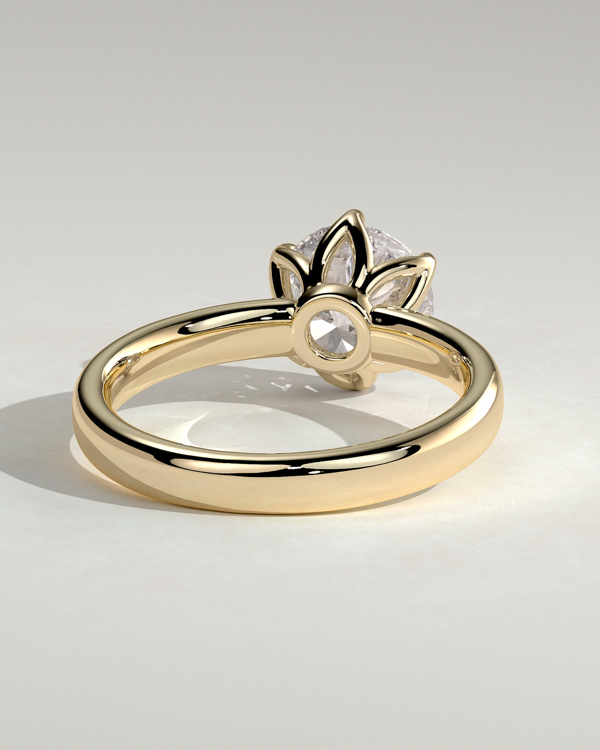 18k Gold Round Brilliant Six Prong Solitaire Diamond Engagement Ring — yellow gold [color:yellow]