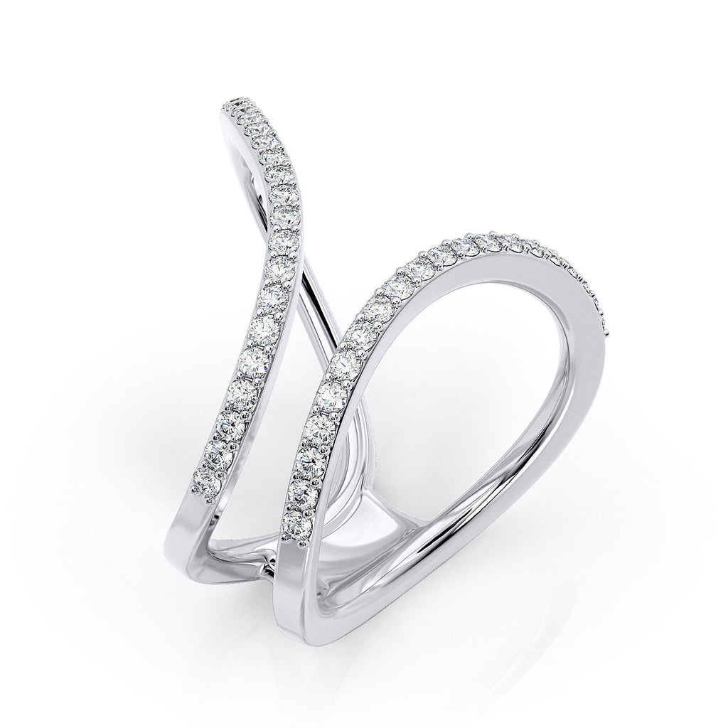 Moissanite Open X Criss Cross Ring – Gold Plated 925 Silver