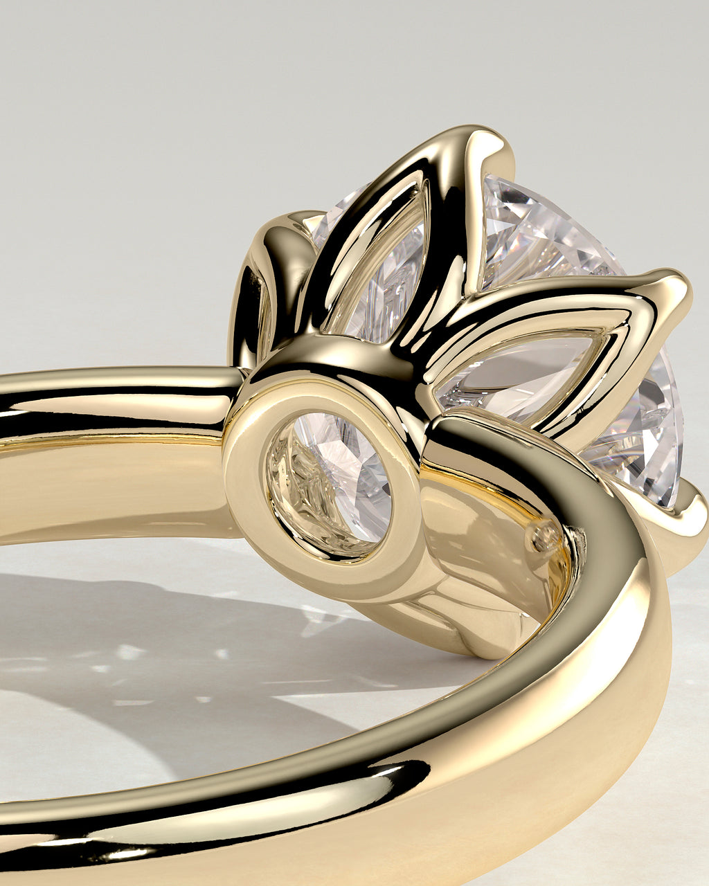 18k Gold Round Brilliant Six Prong Solitaire Diamond Engagement Ring — yellow gold [color:yellow]