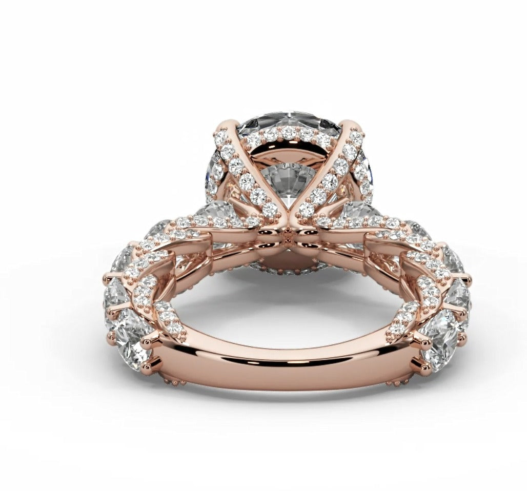 Graduated Round Moissanite Solitaire Engagement Ring – Gold Plated 925 Silver