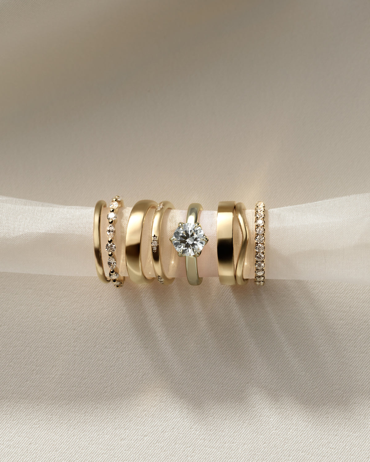 18k Gold Round Brilliant Six Prong Solitaire Diamond Engagement Ring — yellow gold [color:yellow]