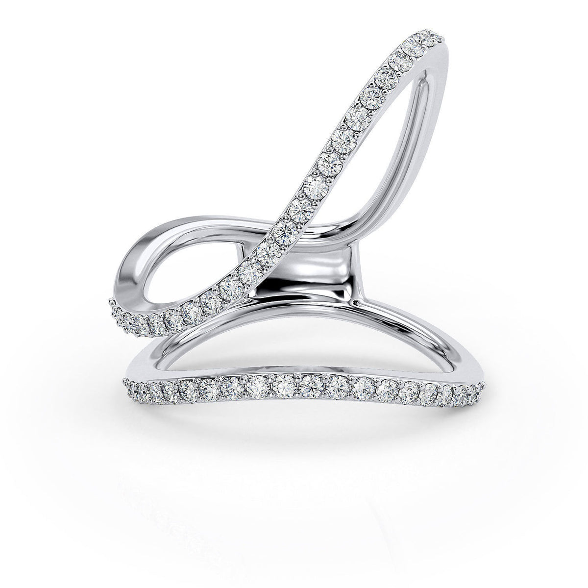 Moissanite Open X Criss Cross Ring – Gold Plated 925 Silver