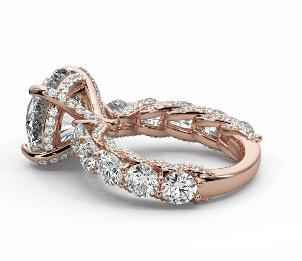 Graduated Round Moissanite Solitaire Engagement Ring – Gold Plated 925 Silver