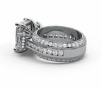 Emerald Cut Three Stone Moissanite Engagement Ring – Gold Plated 925 Silver
