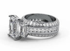 Emerald Cut Three Stone Moissanite Engagement Ring – Gold Plated 925 Silver