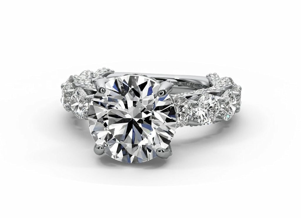 Graduated Round Moissanite Solitaire Engagement Ring – Gold Plated 925 Silver