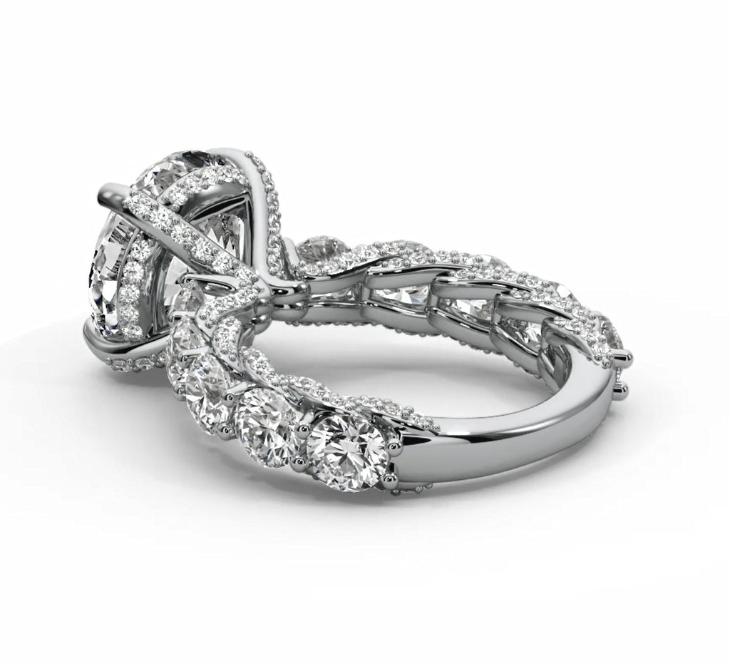 Graduated Round Moissanite Solitaire Engagement Ring – Gold Plated 925 Silver