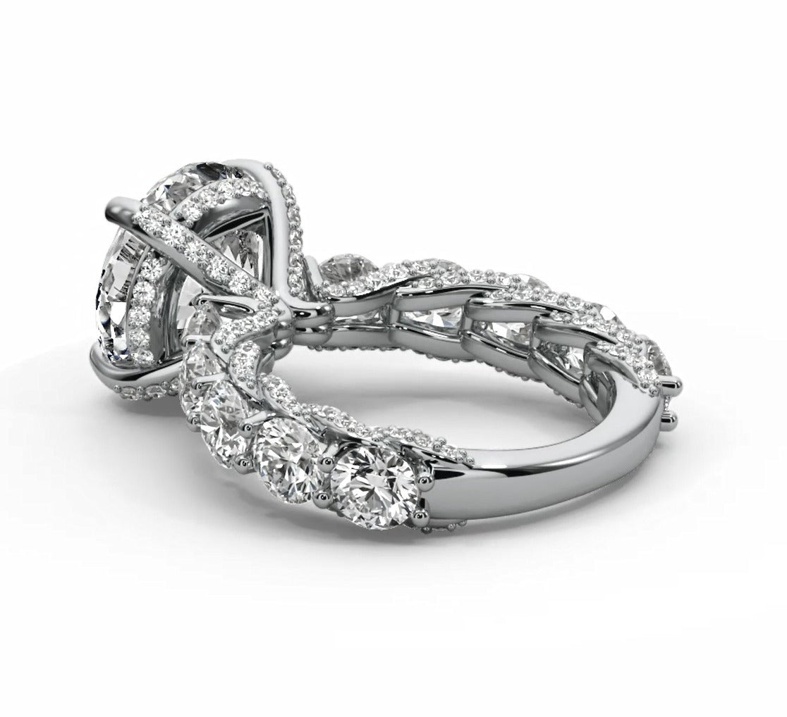 Graduated Round Moissanite Solitaire Engagement Ring – Gold Plated 925 Silver
