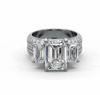 Emerald Cut Three Stone Moissanite Engagement Ring – Gold Plated 925 Silver