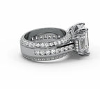 Emerald Cut Three Stone Moissanite Engagement Ring – Gold Plated 925 Silver