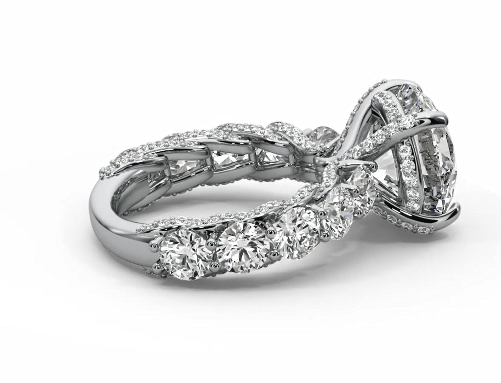 Graduated Round Moissanite Solitaire Engagement Ring – Gold Plated 925 Silver