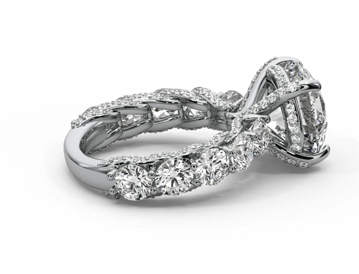 Graduated Round Moissanite Solitaire Engagement Ring – Gold Plated 925 Silver