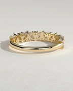 Marquise and Round Diamond Half Eternity Wedding Band — yellow gold [color:yellow]