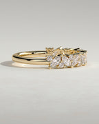 Marquise and Round Diamond Half Eternity Wedding Band — yellow gold [color:yellow]
