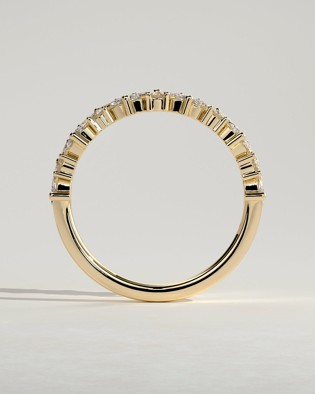 Marquise and Round Diamond Half Eternity Wedding Band — yellow gold [color:yellow]