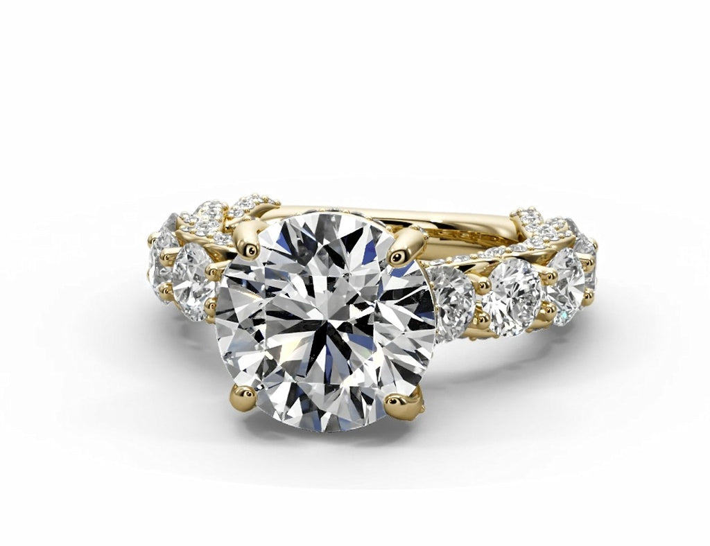 Graduated Round Moissanite Solitaire Engagement Ring – Gold Plated 925 Silver