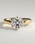 18k Gold Round Brilliant Six Prong Solitaire Diamond Engagement Ring — yellow gold [color:yellow]
