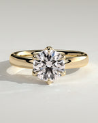 18k Gold Round Brilliant Six Prong Solitaire Diamond Engagement Ring — yellow gold [color:yellow]