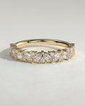 Marquise and Round Diamond Half Eternity Wedding Band — yellow gold [color:yellow]