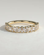 Marquise and Round Diamond Half Eternity Wedding Band — yellow gold [color:yellow]