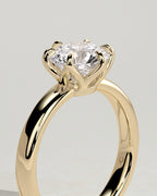 18k Gold Round Brilliant Six Prong Solitaire Diamond Engagement Ring — yellow gold [color:yellow]