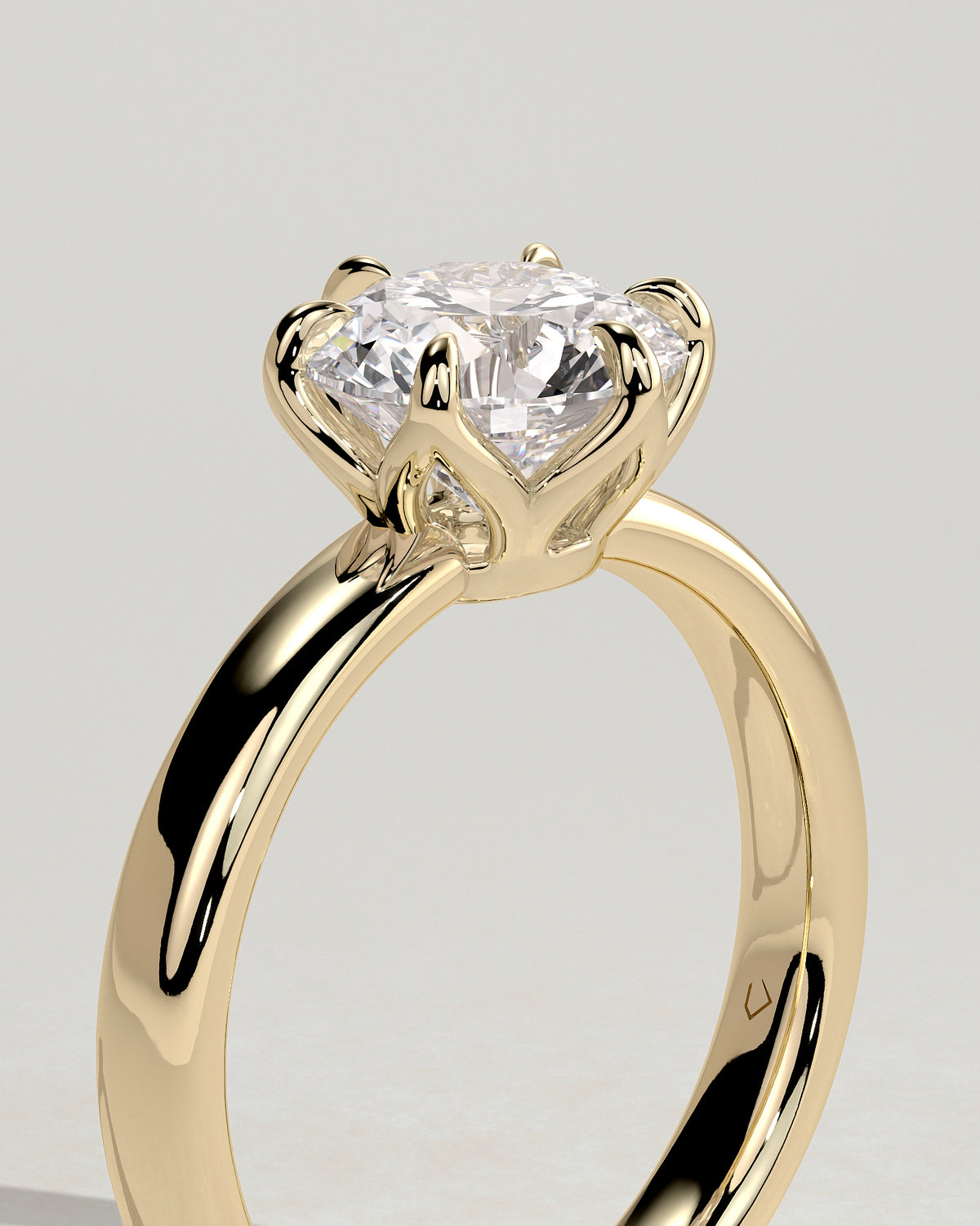 18k Gold Round Brilliant Six Prong Solitaire Diamond Engagement Ring — yellow gold [color:yellow]