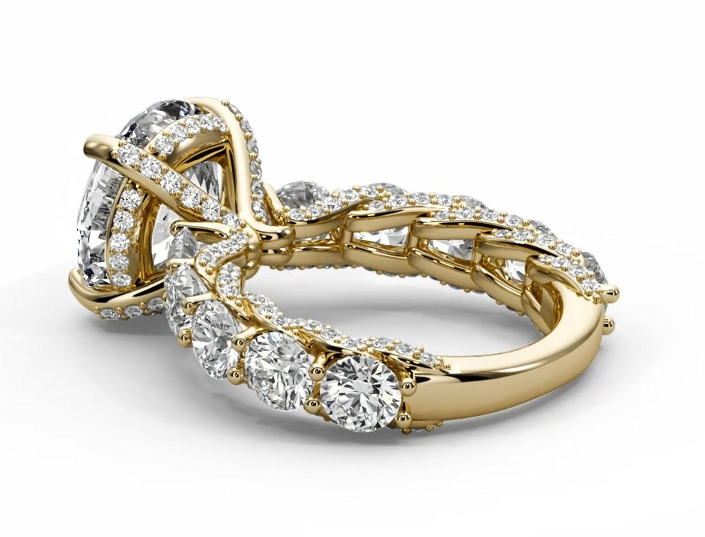 Graduated Round Moissanite Solitaire Engagement Ring – Gold Plated 925 Silver