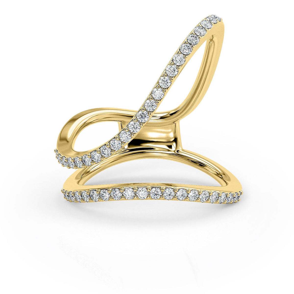 Moissanite Open X Criss Cross Ring – Gold Plated 925 Silver
