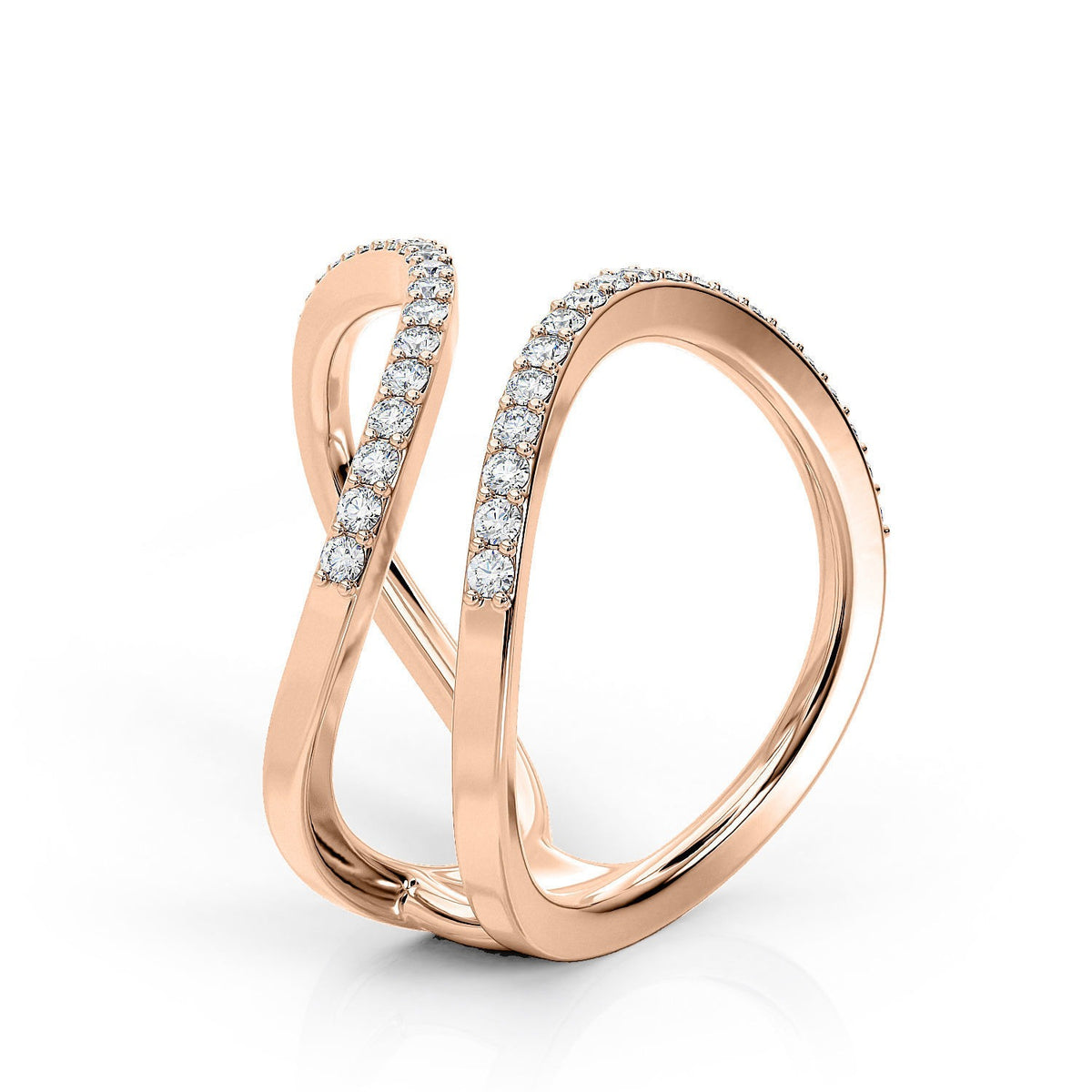 Moissanite Open X Criss Cross Ring – Gold Plated 925 Silver