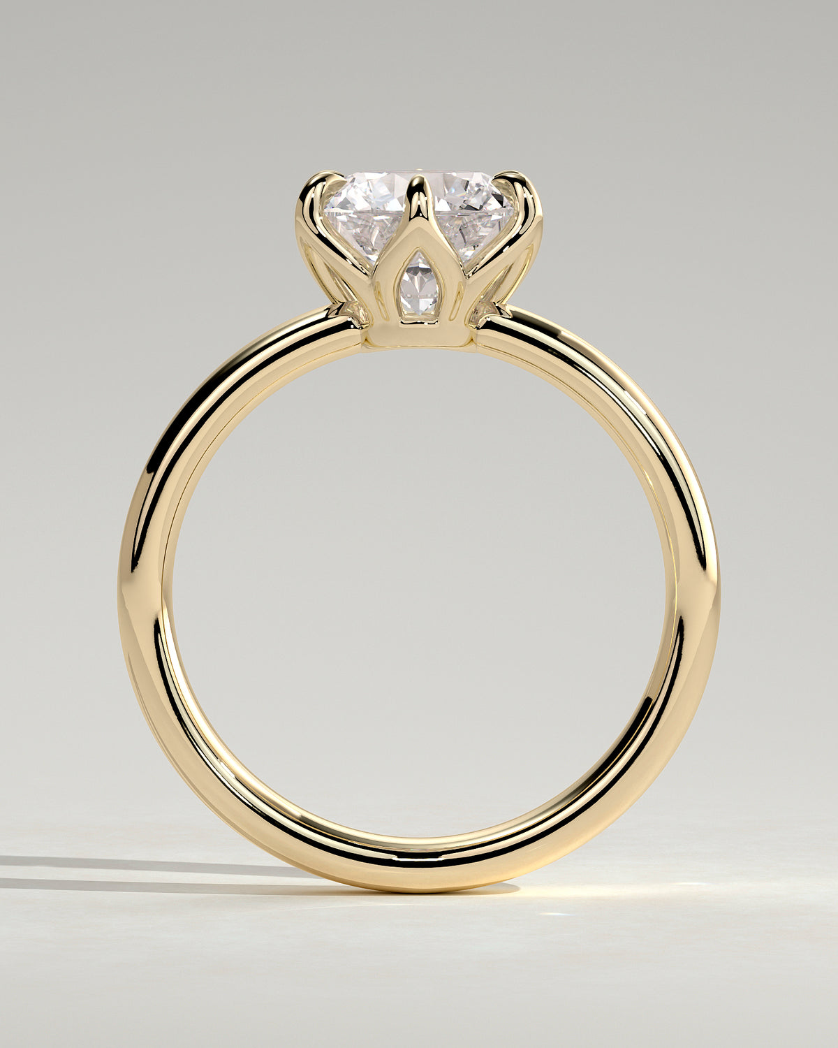 18k Gold Round Brilliant Six Prong Solitaire Diamond Engagement Ring — yellow gold [color:yellow]