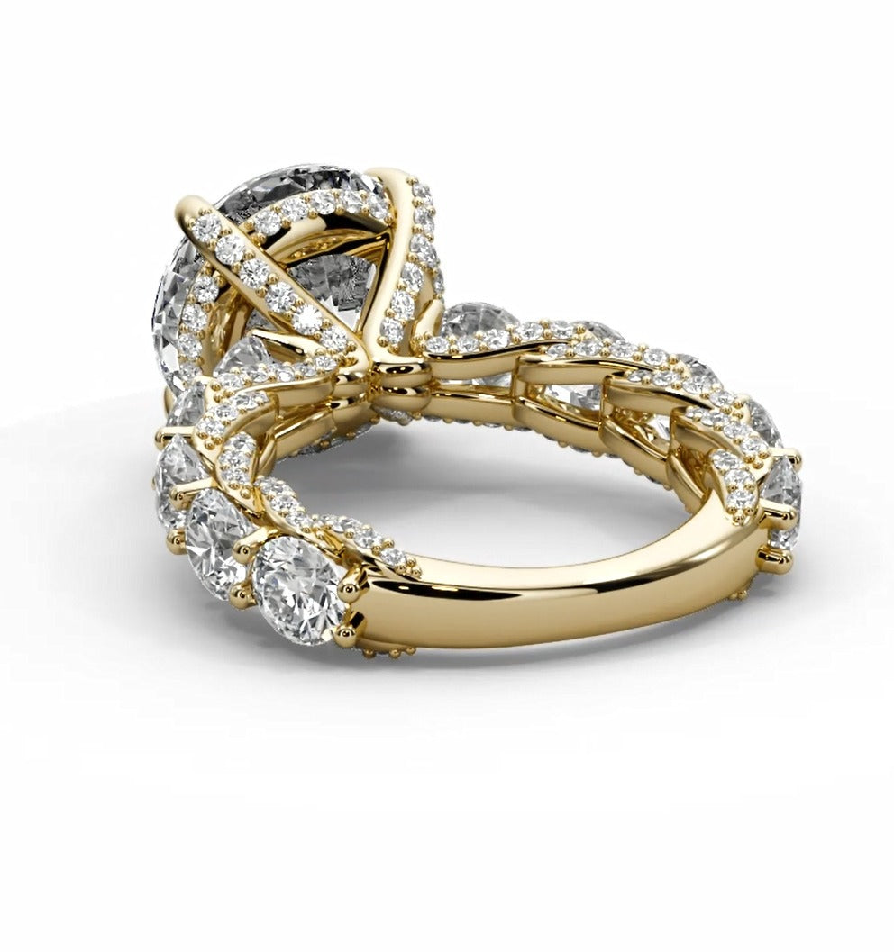 Graduated Round Moissanite Solitaire Engagement Ring – Gold Plated 925 Silver