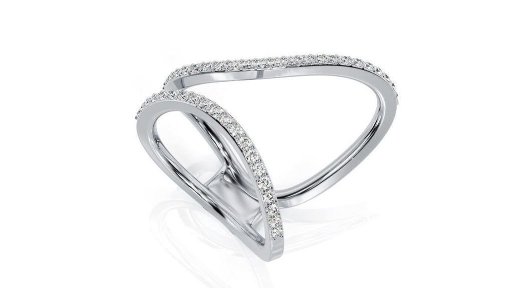 Moissanite Open X Criss Cross Ring – Gold Plated 925 Silver