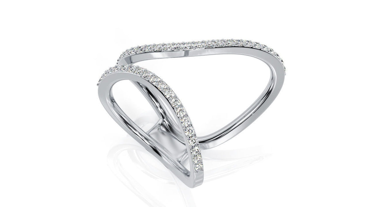 Moissanite Open X Criss Cross Ring – Gold Plated 925 Silver