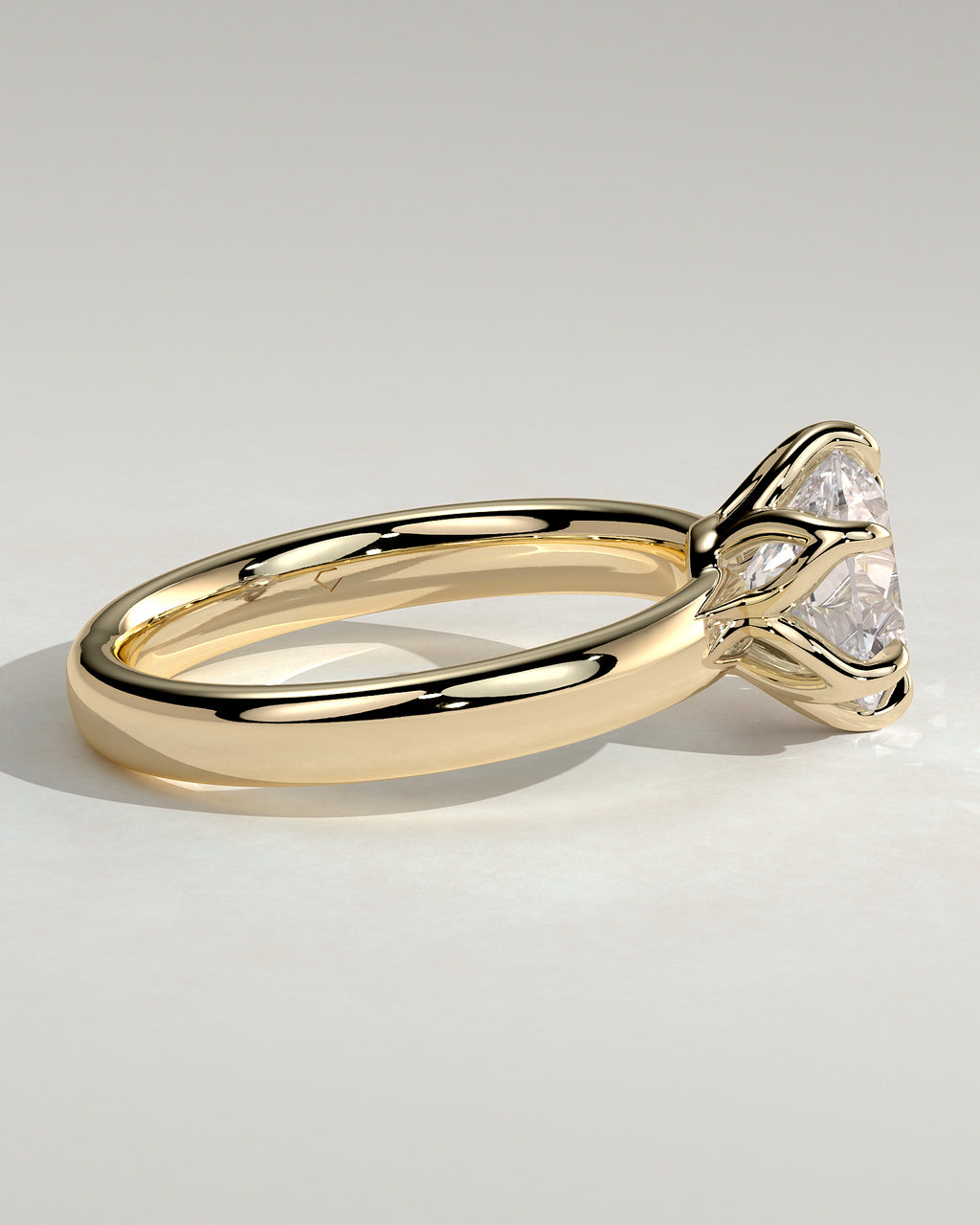 18k Gold Round Brilliant Six Prong Solitaire Diamond Engagement Ring — yellow gold [color:yellow]