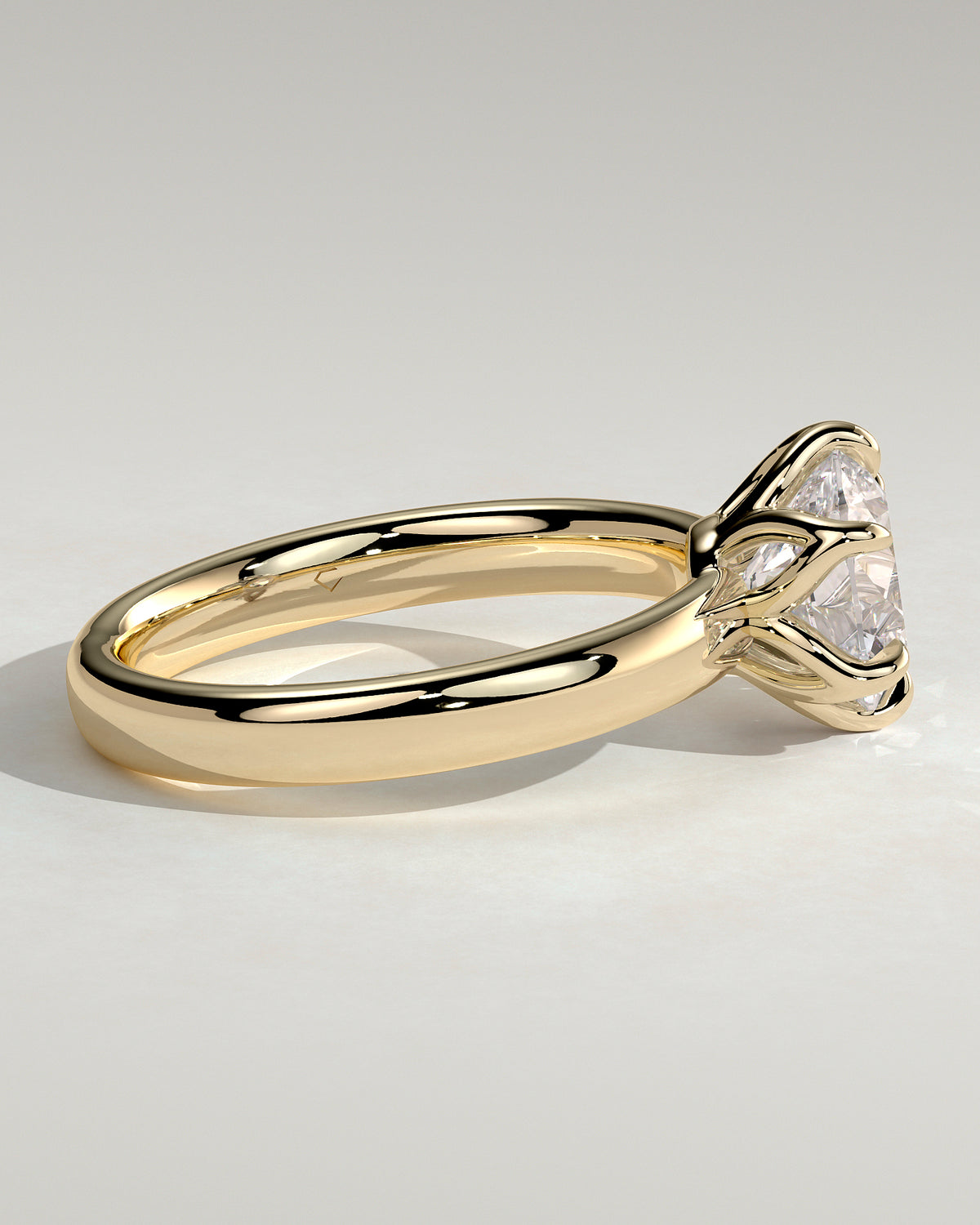18k Gold Round Brilliant Six Prong Solitaire Diamond Engagement Ring — yellow gold [color:yellow]