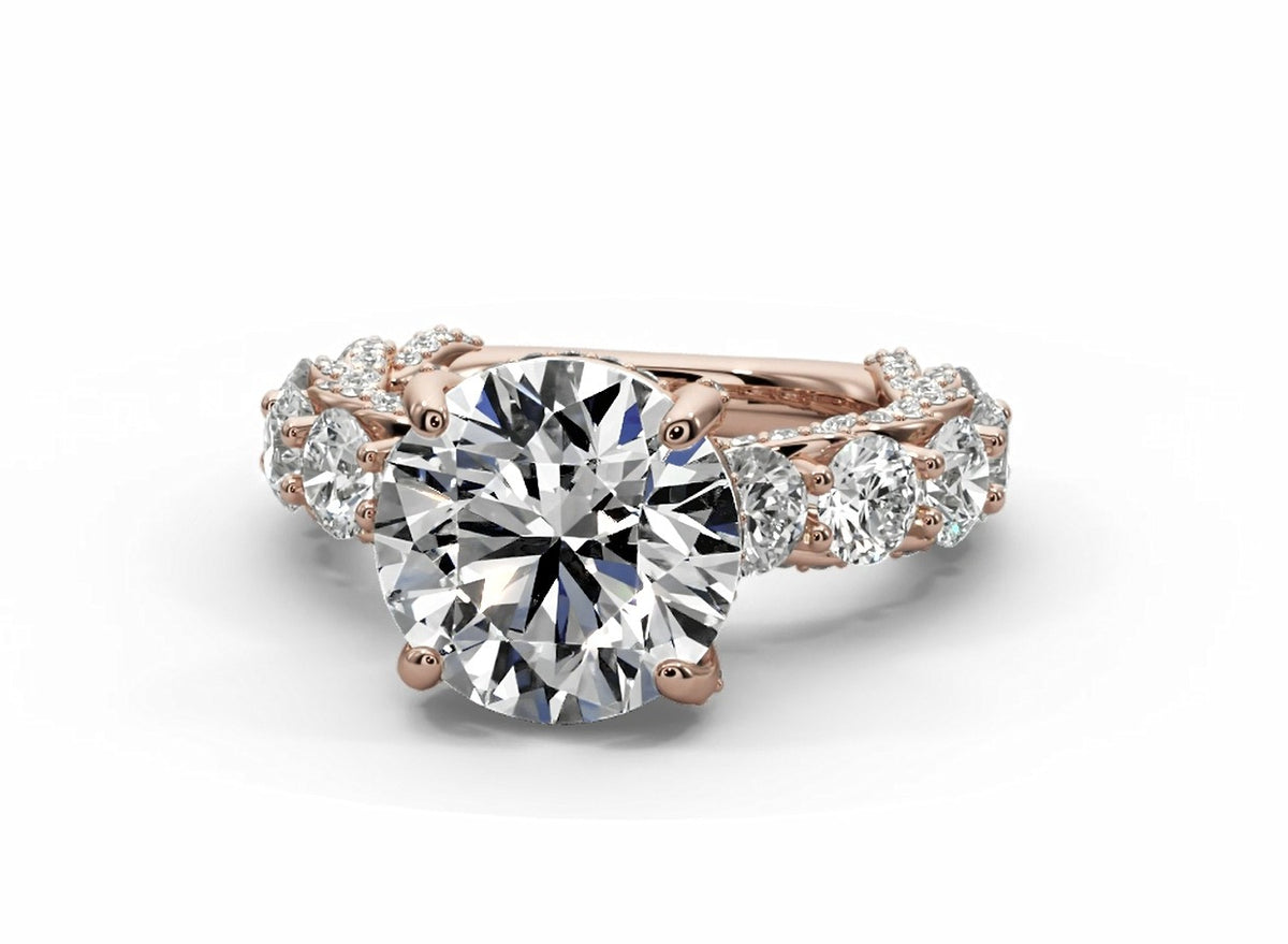Graduated Round Moissanite Solitaire Engagement Ring – Gold Plated 925 Silver