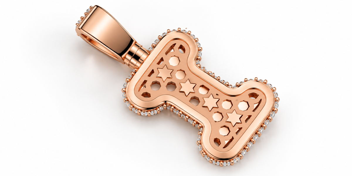 Iced Out Dog Bone Pendant – Pave Bone Charm Pendant
