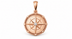 Yellow Gold Large Nautical Compass Medallion Pendant Charm