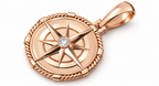 Yellow Gold Large Nautical Compass Medallion Pendant Charm