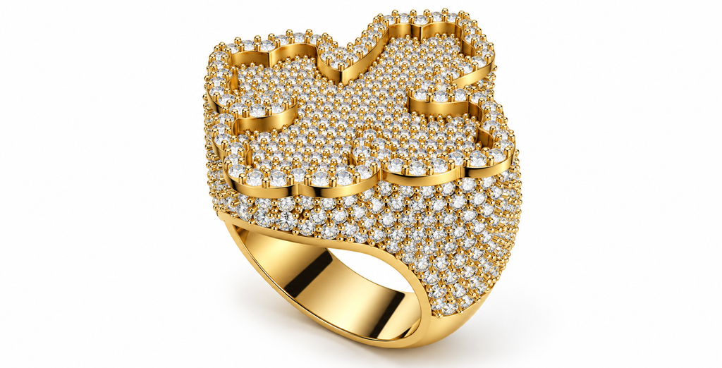 Iced Out Clover Ring – Four Leaf Clover Hip Hop Ring