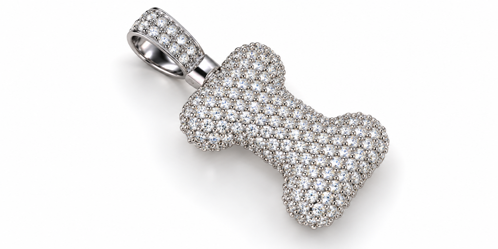 Iced Out Dog Bone Pendant – Pave Bone Charm Pendant