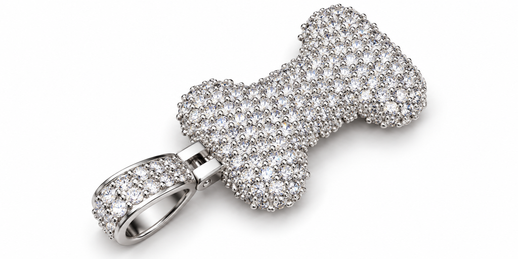 Iced Out Dog Bone Pendant – Pave Bone Charm Pendant