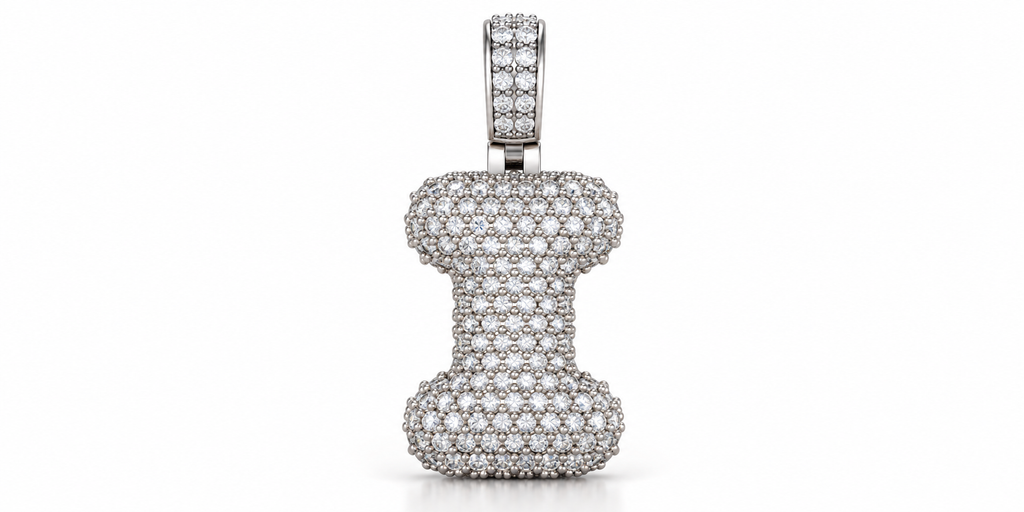Iced Out Dog Bone Pendant – Pave Bone Charm Pendant