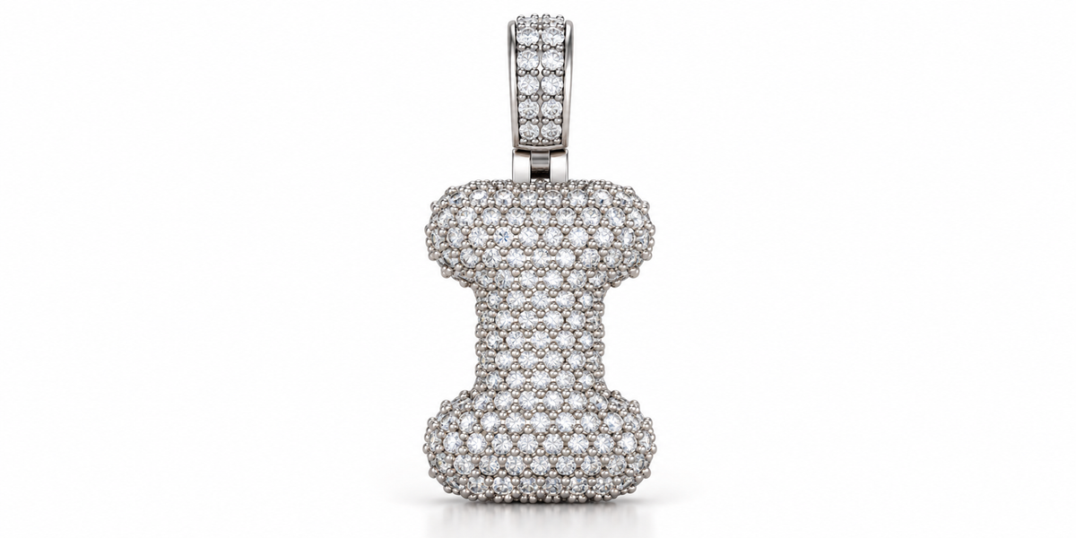 Iced Out Dog Bone Pendant – Pave Bone Charm Pendant