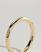 Clustered Hammer Set Moissanite Wedding Band – 18K Yellow, White & Rose Gold