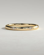 Clustered Hammer Set Moissanite Wedding Band – 18K Yellow, White & Rose Gold