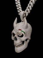 Iced Out Devil Skull Pendant - Moissanite, 925 Sterling Silver Hip Hop Pendant