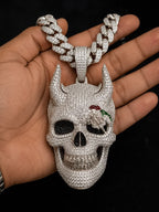 Iced Out Devil Skull Pendant - Moissanite, 925 Sterling Silver Hip Hop Pendant